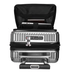 EverBest 22 Inch Grey Suitcase Trolley Bag with Laptop Compartment | Hard Shell Cabin Luggage with Spinner Wheels & USB Port