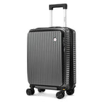 EverBest 22 Inch Grey Suitcase Trolley Bag with Laptop Compartment | Hard Shell Cabin Luggage with Spinner Wheels & USB Port