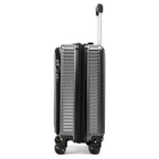 EverBest 22 Inch Grey Suitcase Trolley Bag with Laptop Compartment | Hard Shell Cabin Luggage with Spinner Wheels & USB Port