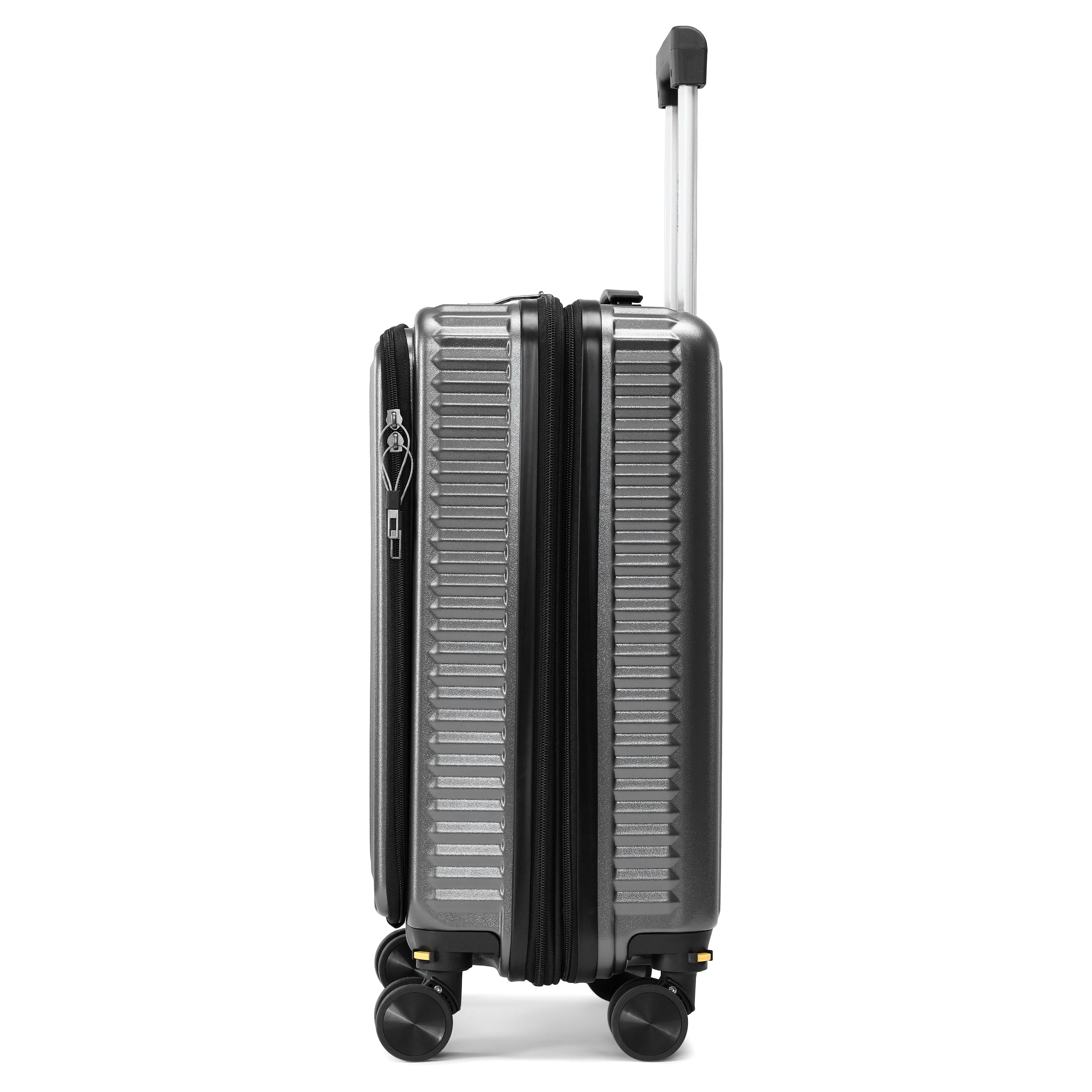 EverBest 30 Inch Grey Suitcase Trolley Bag with Laptop Compartment | Hard Shell Cabin Luggage with Spinner Wheels & USB Port