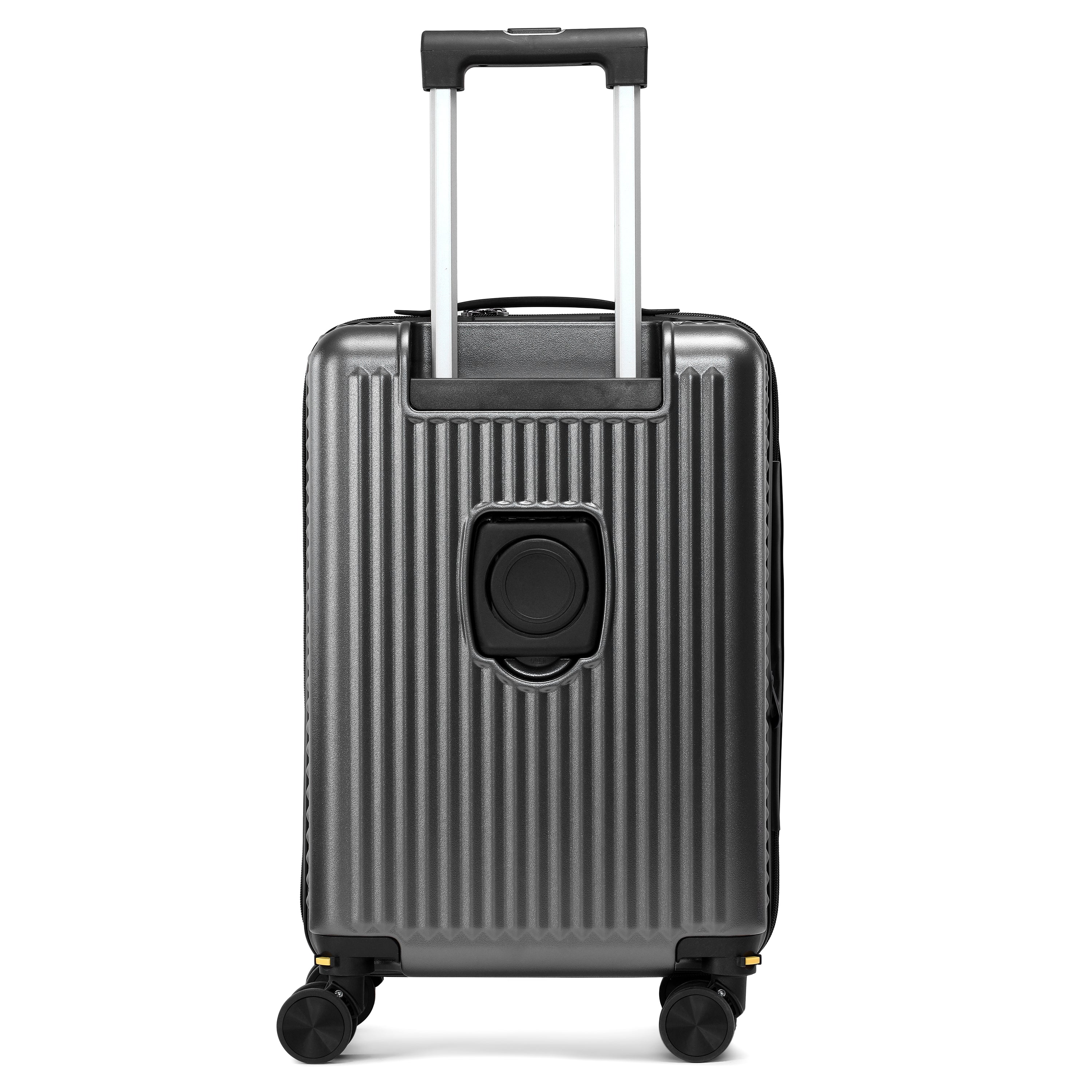 EverBest 30 Inch Grey Suitcase Trolley Bag with Laptop Compartment | Hard Shell Cabin Luggage with Spinner Wheels & USB Port