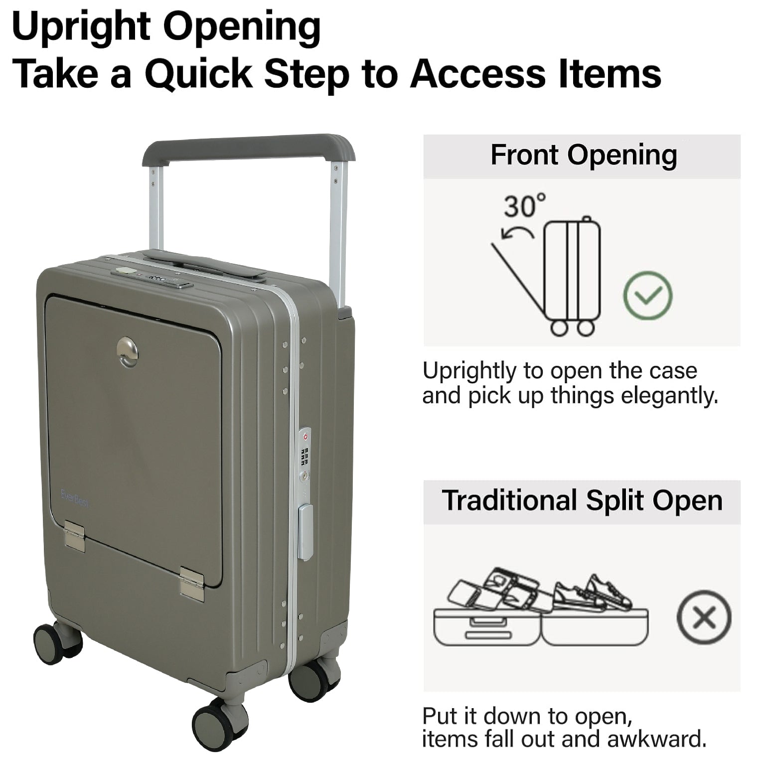 EB Sliver 22 Inch Aluminum Frame With Front open Compartment