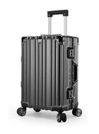 Vintage 22 Inch Grey Aluminum Suitcase – Hard Shell Luggage with TSA Lock & Spinner Wheels