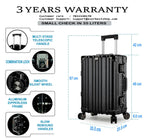 Vintage 22 Inch Black Aluminum Suitcase – Hard Shell Luggage with TSA Lock & Spinner Wheels