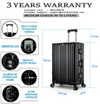 Vintage 26 Inch Black Aluminum Suitcase – Hard Shell Luggage with TSA Lock & Spinner Wheels