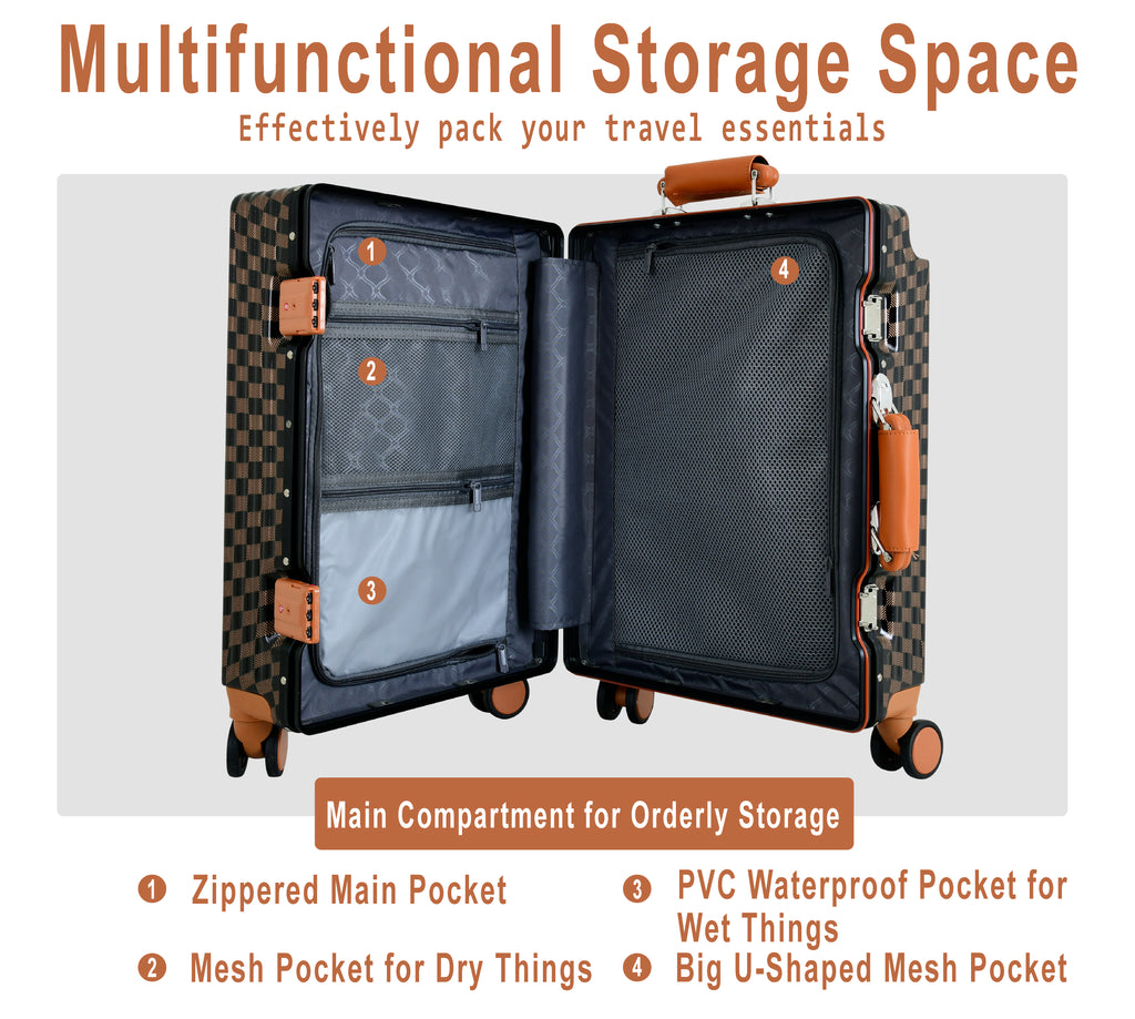 EverBest 22 Inch Zipperless Aluminium Frame Suitcase, 360° Swivel Double Wheel Travel Trolley Bag with TSA Lock Executive Business Luggage