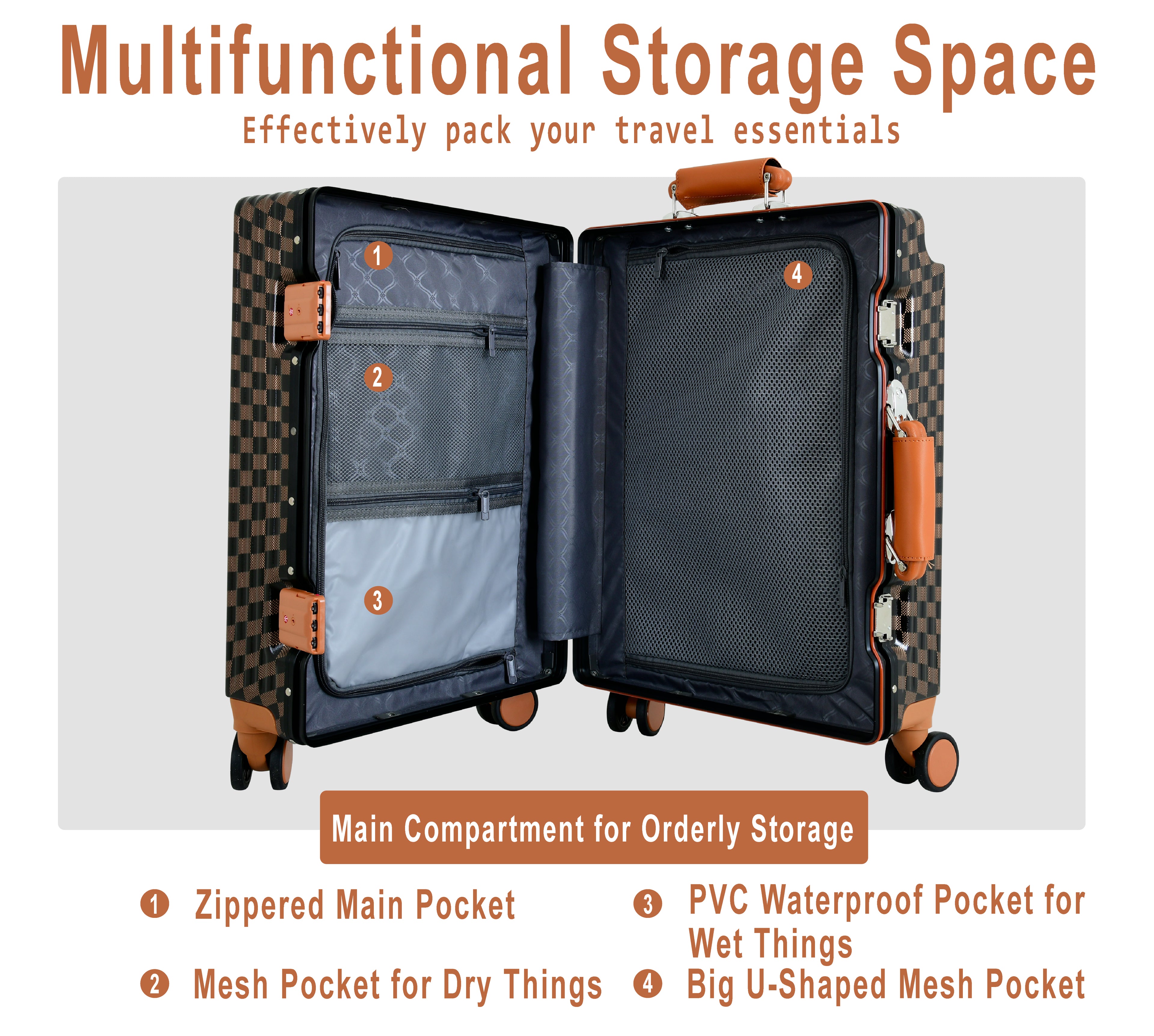 EverBest 22 Inch Zipperless Aluminium Frame Suitcase, 360° Swivel Double Wheel Travel Trolley Bag with TSA Lock Executive Business Luggage