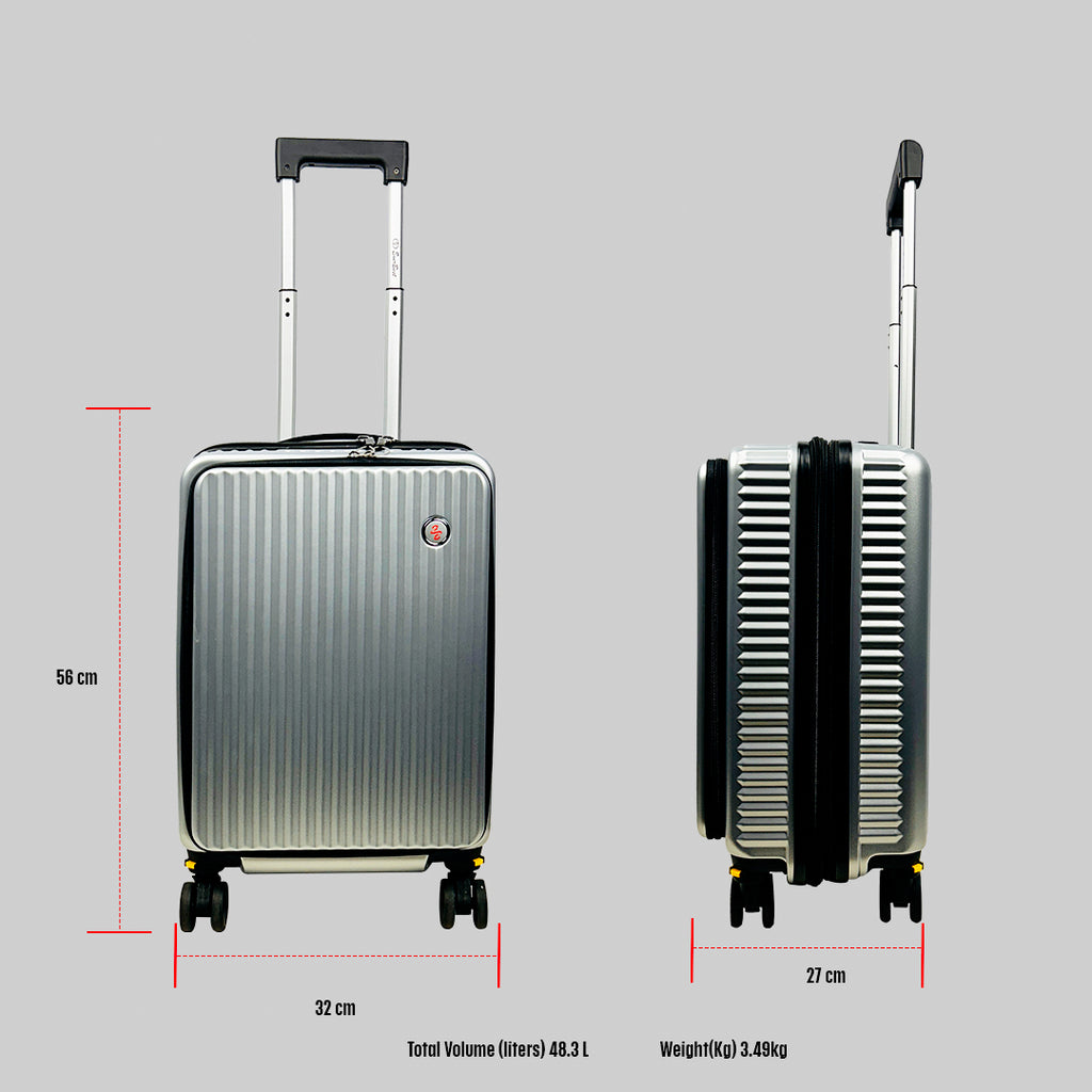 EverBest 22 Inch Sliver Suitcase Trolley Bag with Laptop Compartment | Hard Shell Cabin Luggage with Spinner Wheels & USB Port