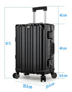 Vintage 22 Inch Black Aluminum Suitcase – Hard Shell Luggage with TSA Lock & Spinner Wheels