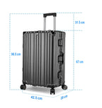 Vintage 22 And 26 Inch Grey Aluminum Set Of 2 Suitcase  – Hard Shell Luggage with TSA Lock & Spinner Wheels
