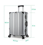 Vintage 22 And 26 Inch Sliver Aluminum Set Of 2 Suitcase  – Hard Shell Luggage with TSA Lock & Spinner Wheels