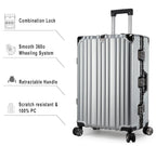 Vintage 22 And 26 Inch Sliver Aluminum Set Of 2 Suitcase  – Hard Shell Luggage with TSA Lock & Spinner Wheels