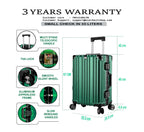 Vintage 22 Inch Green Aluminum Suitcase – Hard Shell Luggage With TSA Lock & Spinner Wheels