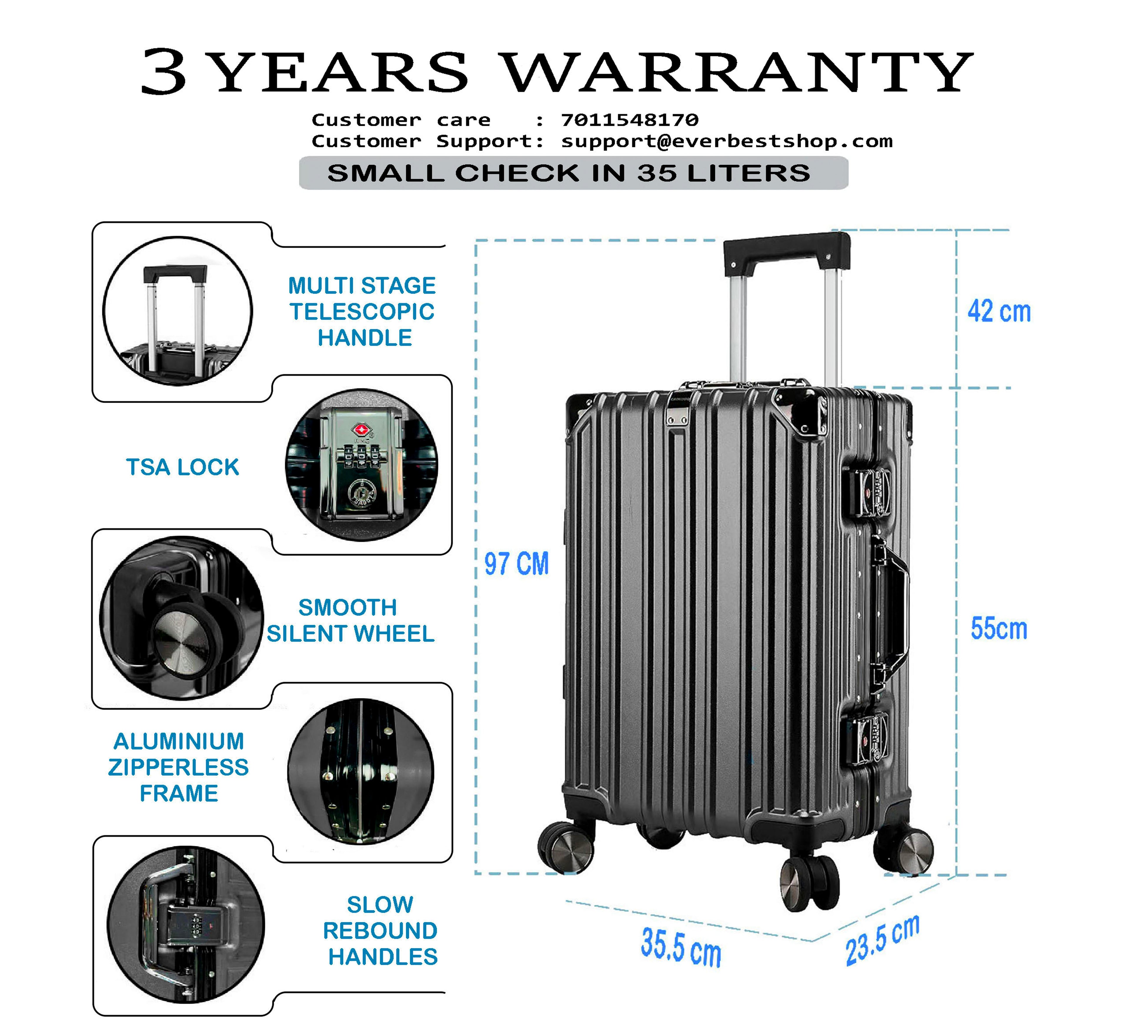 Vintage 22 And 26 Inch Grey Aluminum Set Of 2 Suitcase  – Hard Shell Luggage with TSA Lock & Spinner Wheels