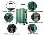 Vintage 22 Inch Green Aluminum Suitcase – Hard Shell Luggage With TSA Lock & Spinner Wheels