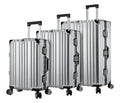 EB EVER BEST-Series Of Bags EverBest® Polycarbonate Hard Case Aluminum Frame Suitcase, 4 Quite 360° Double Wheels Trolley Bag with TSA Lock, Silver, Set of 3 (22/26/30 inch), Travel Accessories
