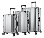 EB EVER BEST-Series Of Bags EverBest® Polycarbonate Hard Case Aluminum Frame Suitcase, 4 Quite 360° Double Wheels Trolley Bag with TSA Lock, Silver, Set of 3 (22/26/30 inch), Travel Accessories