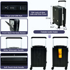 EB Black 22 Inch Aluminum Frame With Front open Compartment