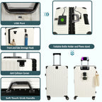 Vintage 22 And 26 Inch White Aluminum Set Of 2 Suitcase  – Hard Shell Luggage with TSA Lock & Spinner Wheels