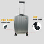 EverBest 22 Inch Sliver Suitcase Trolley Bag with Laptop Compartment | Hard Shell Cabin Luggage with Spinner Wheels & USB Port