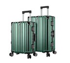 Vintage 22 And 26 Inch Green Aluminum Set Of 2 Suitcase  – Hard Shell Luggage with TSA Lock & Spinner Wheels