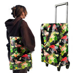 EverBest Foldable Shopping Bag with Wheels Folding Shopping Trolley Tote Bag on Wheels Collapsible Shopping Cart (Flower)