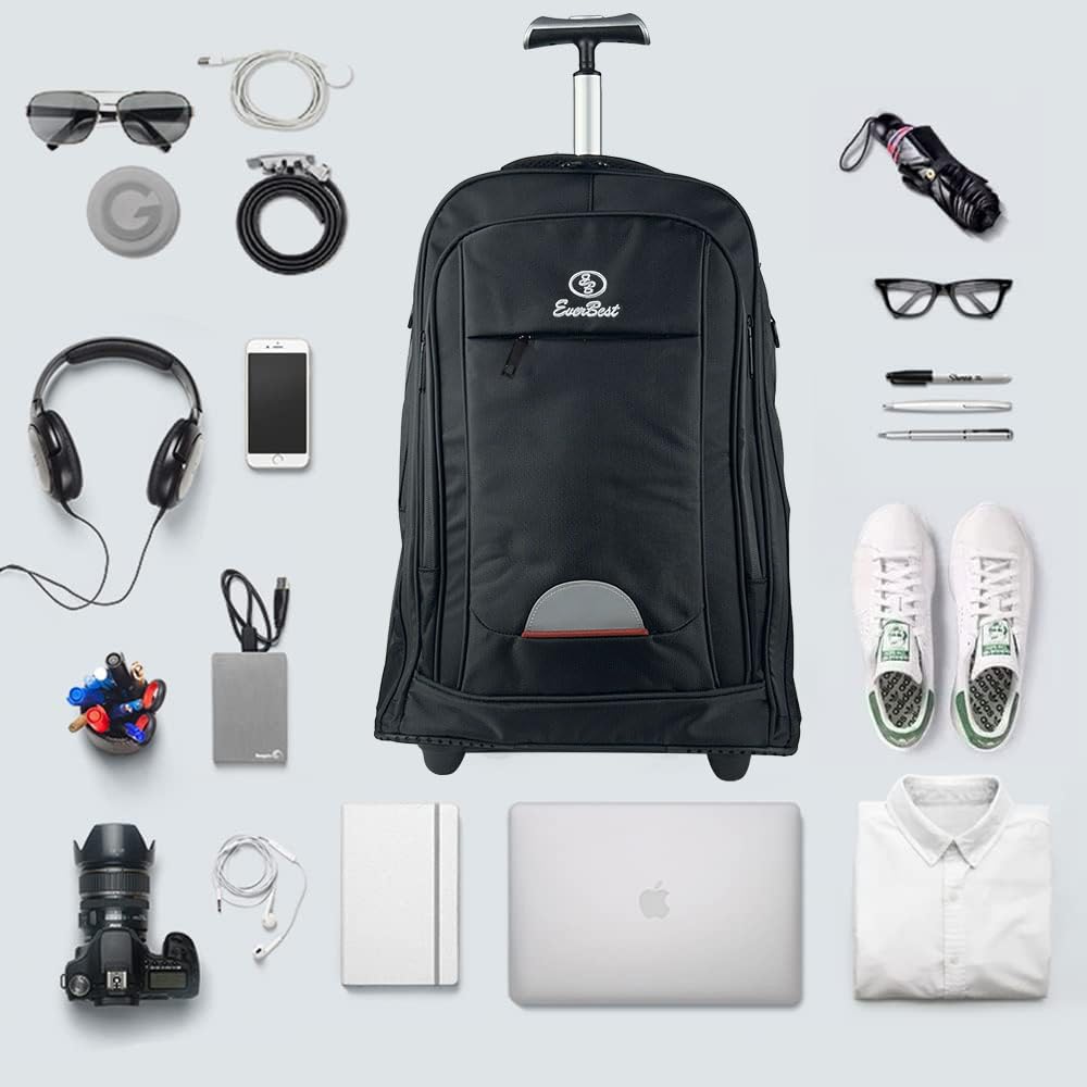 EB EVER BEST-Series Of Bags Laptop Trolley 2 Big Wheel Backpack Luggage Suitcase Compact Business Bag Student Laptop Bag for Men & Women-Black, Black, M, Casual