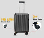 EverBest 22 Inch Grey Suitcase Trolley Bag with Laptop Compartment | Hard Shell Cabin Luggage with Spinner Wheels & USB Port