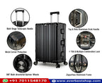 Vintage 26 Inch Black Aluminum Suitcase – Hard Shell Luggage with TSA Lock & Spinner Wheels