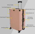 Vintage 22 And 26 Inch Pink Aluminum Set Of 2 Suitcase  – Hard Shell Luggage with TSA Lock & Spinner Wheels