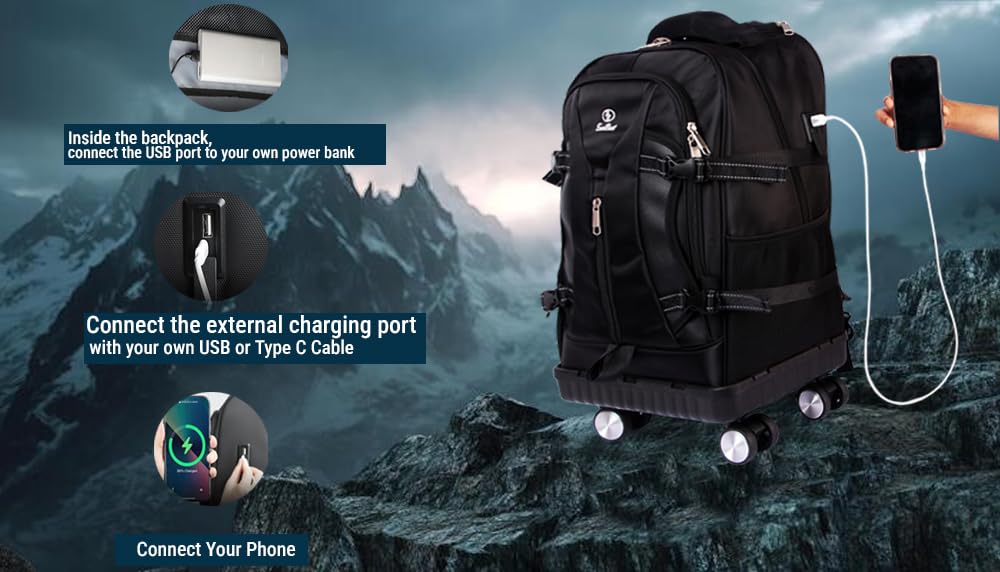 EB EVER BEST-Series Of Bags Four Wheel Laptop Trolley Backpack (Grey- Size 48 cm), Black, M, Casual