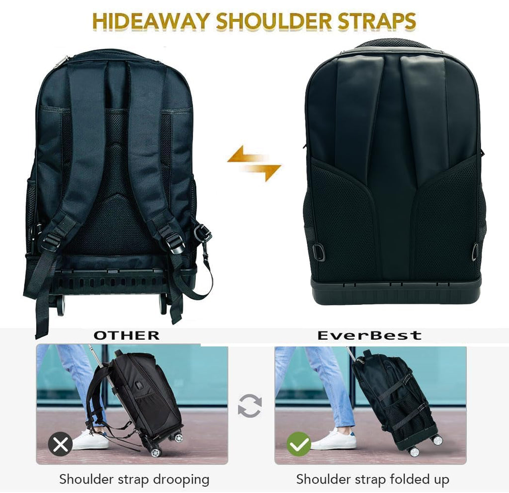EB EVER BEST-Series Of Bags Four Wheel Laptop Trolley Backpack (Grey- Size 48 cm), Black, M, Casual