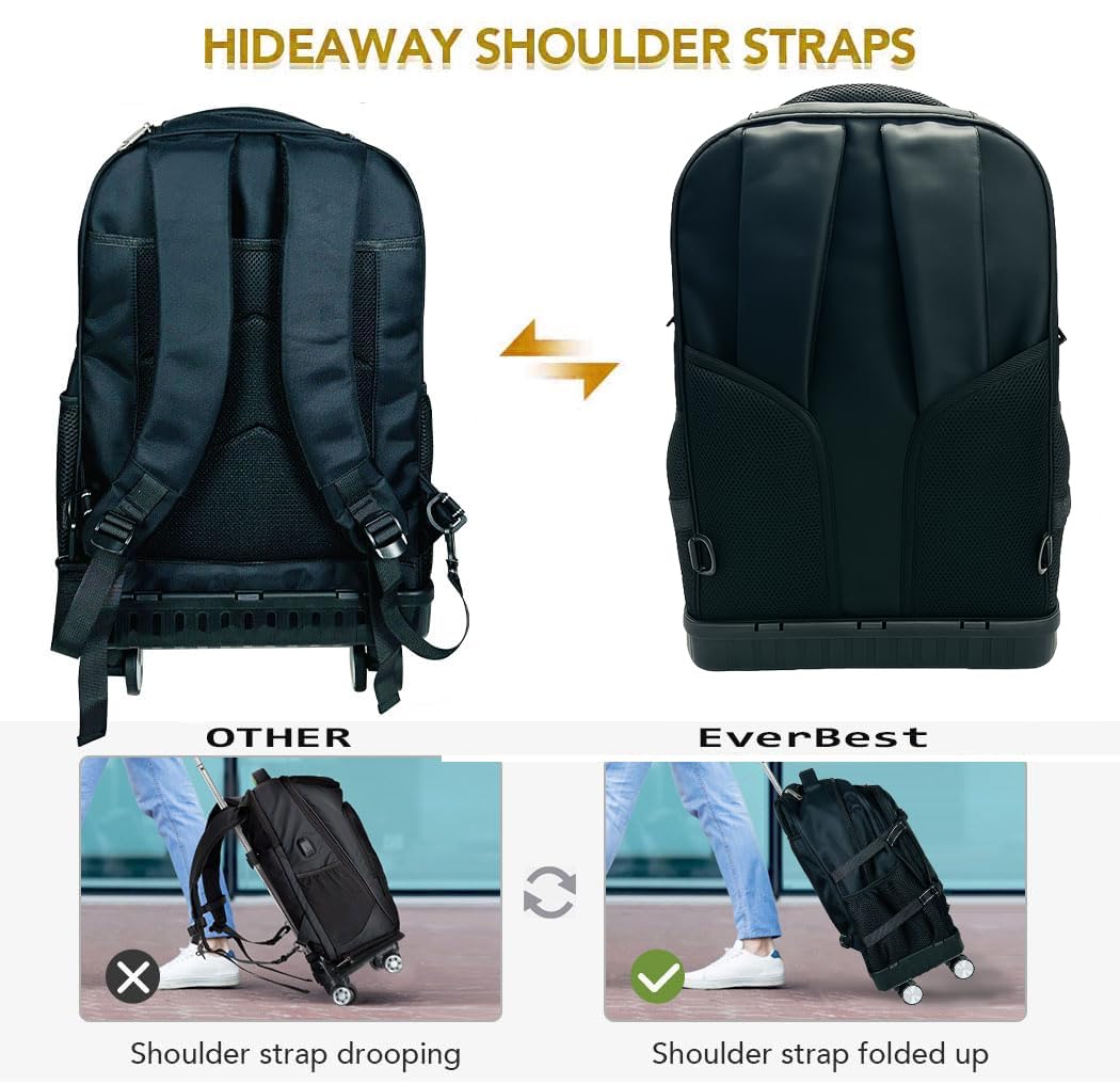 EB EVER BEST-Series Of Bags Four Wheel Laptop Trolley Backpack (Grey- Size 48 cm), Black, M, Casual