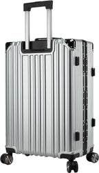 EB EVER BEST-Series Of Bags EverBest® Polycarbonate Hard Case Aluminum Frame Suitcase, 4 Quite 360° Double Wheels Trolley Bag with TSA Lock, Silver, Set of 3 (22/26/30 inch), Travel Accessories