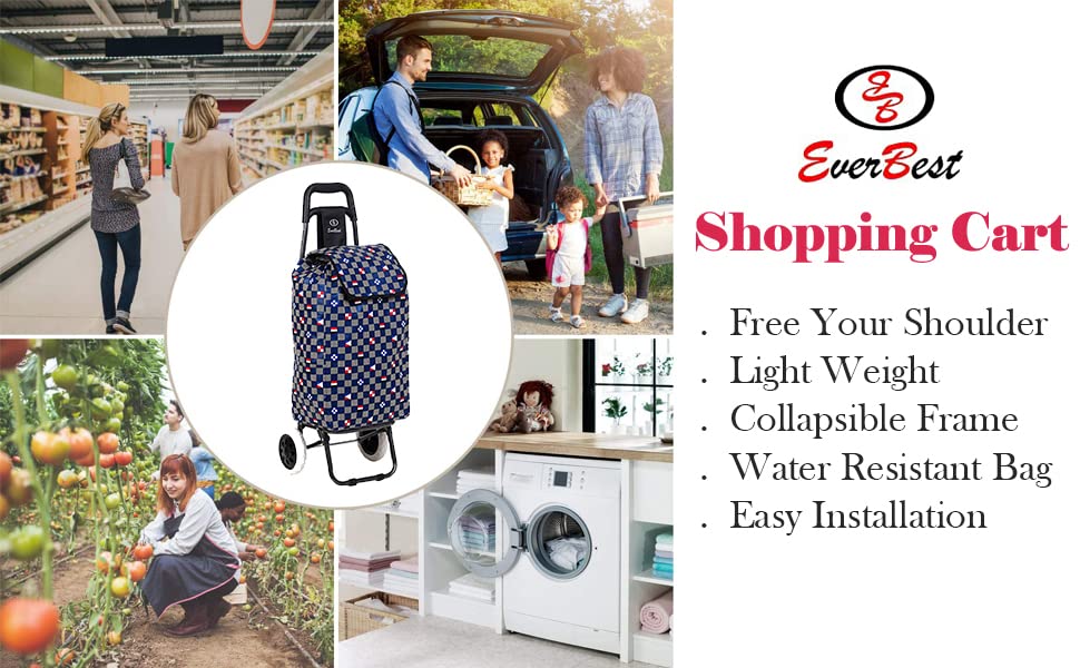 EB EVER BEST-Series Of Bags Foldable Shopping Trolley Bag | 2 Year Warranty | Blue Chess