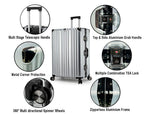 EB EVER BEST-Series Of Bags EverBest® Polycarbonate Hard Case Aluminum Frame Suitcase, 4 Quite 360° Double Wheels Trolley Bag with TSA Lock, Silver, Set of 3 (22/26/30 inch), Travel Accessories