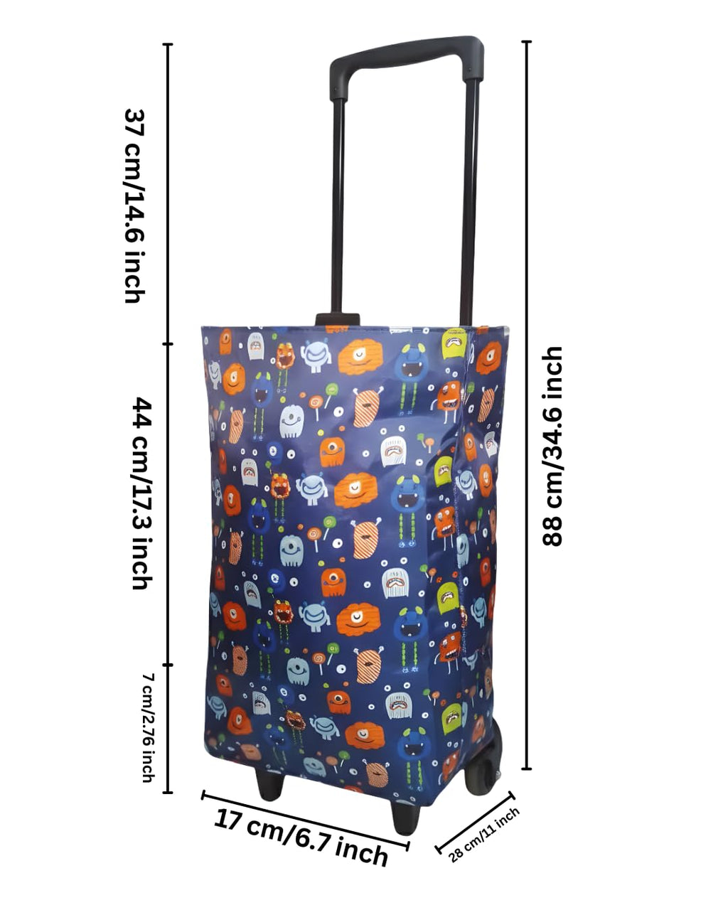 EverBest Foldable Shopping Bag with Wheels Folding Shopping Trolley Tote Bag on Wheels Collapsible Shopping Cart (Flower)