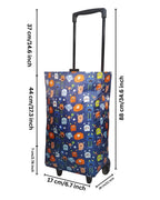 EverBest Foldable Shopping Bag with Wheels Folding Shopping Trolley Tote Bag on Wheels Collapsible Shopping Cart (Flower)