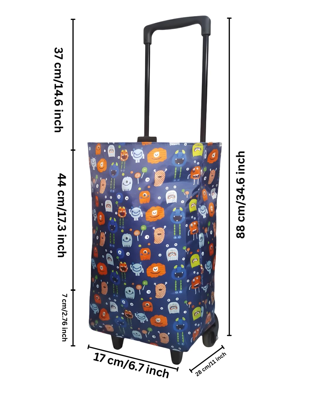 EverBest Foldable Shopping Bag with Wheels Folding Shopping Trolley Tote Bag on Wheels Collapsible Shopping Cart (Blue)