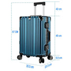 Vintage 22 Inch  Blue Aluminum Suitcase – Hard Shell Luggage with TSA Lock & Spinner Wheels
