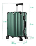 Vintage 22 Inch Green Aluminum Suitcase – Hard Shell Luggage With TSA Lock & Spinner Wheels