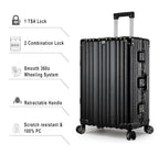 Vintage 26 Inch Black Aluminum Suitcase – Hard Shell Luggage with TSA Lock & Spinner Wheels