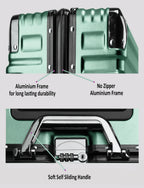 Vintage 22 And 26 Inch Green Aluminum Set Of 2 Suitcase  – Hard Shell Luggage with TSA Lock & Spinner Wheels