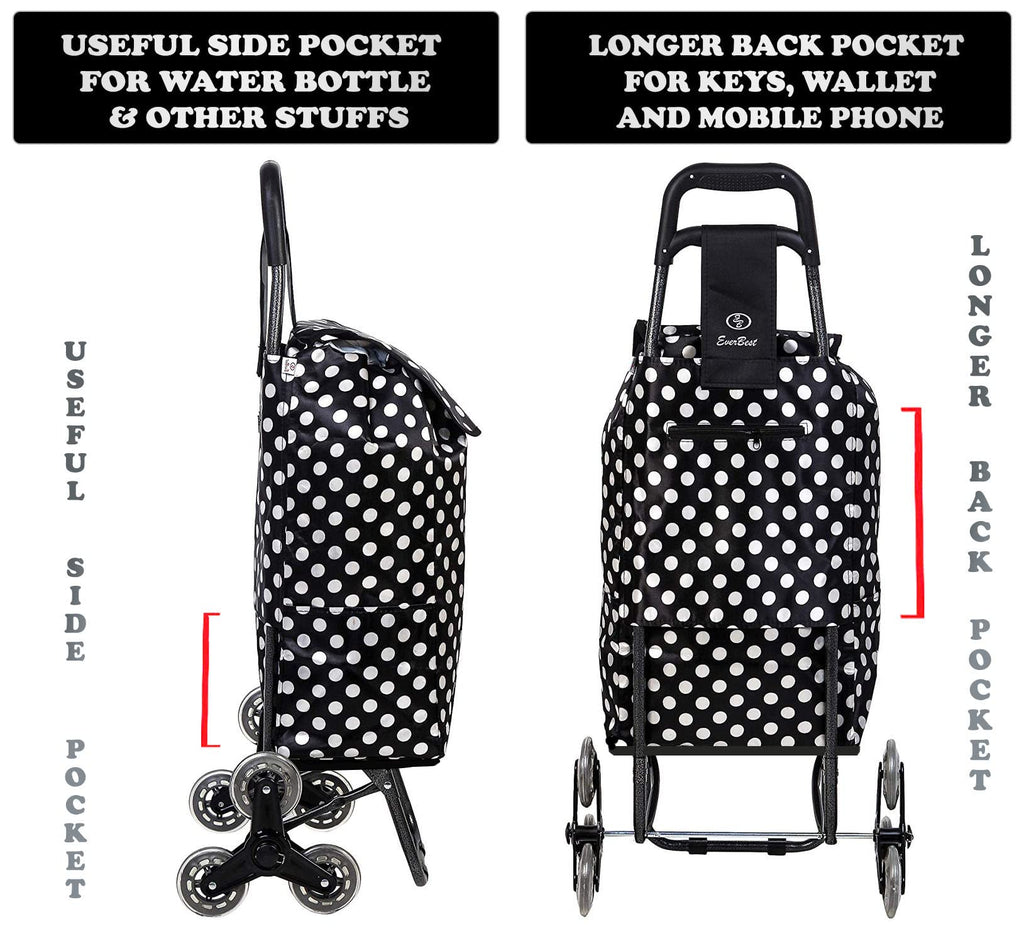 EB Ever Best-Series of Bags Stair Climbing Collapsible Shopping Bag with Wheels, Grocery, Fruits, Vegetables Basket, Laundry Cart, 38 litres