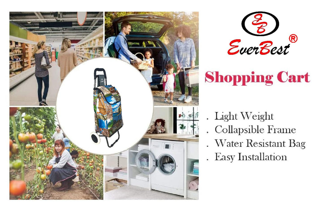 EverBest Foldable Shopping Trolley Bag (Colorful Teddys)
