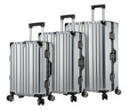 EB EVER BEST-Series Of Bags EverBest® Polycarbonate Hard Case Aluminum Frame Suitcase, 4 Quite 360° Double Wheels Trolley Bag with TSA Lock, Silver, Set of 3 (22/26/30 inch), Travel Accessories
