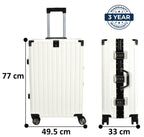 EB EVER BEST-Series Of Bags Polycarbonate Hard Case Aluminum Frame Suitcase with USB Port, Cup Holder, Phone Holder, Lightweight, 4 Quite 360° Double Wheels Trolley Bag, White, Set of 3 (20/24/28