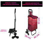 EverBest Stair Climbing Collapsible Shopping Trolley Bag with Wheels | 2 Year Warranty | Grocery, Fruits, Vegetables Basket | Laundry Cart | 38 litres Capacity (Red)