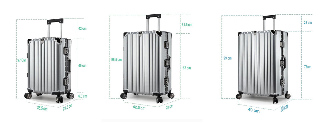 EB EVER BEST-Series Of Bags EverBest® Polycarbonate Hard Case Aluminum Frame Suitcase, 4 Quite 360° Double Wheels Trolley Bag with TSA Lock, Silver, Set of 3 (22/26/30 inch), Travel Accessories