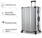 Vintage 22 And 26 Inch Sliver Aluminum Set Of 2 Suitcase  – Hard Shell Luggage with TSA Lock & Spinner Wheels